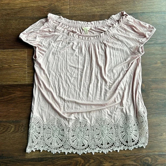 Adiva Blush Pink Shirt with Lace Detail | Blush Pink | Lace | Pink | Crochet - Picture 1 of 8